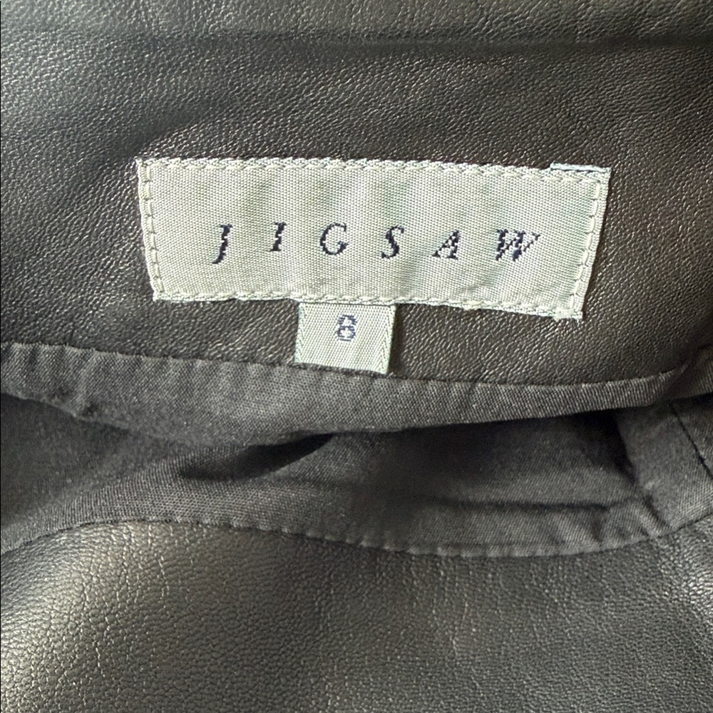 Jigsaw‎ Leather A-Line Skirt. Black, Size 8. Lined. Vintage. - Picture 3 of 8